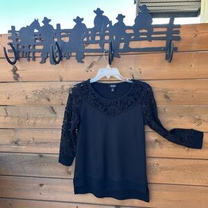 246.a.n.a. A New Approach Black Lace Sleeve Top.